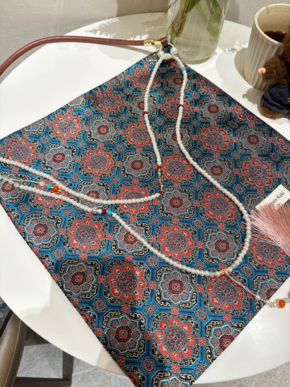 [Chinoiserie] Prosperity Pattern Beaded Tassel Silk Bag