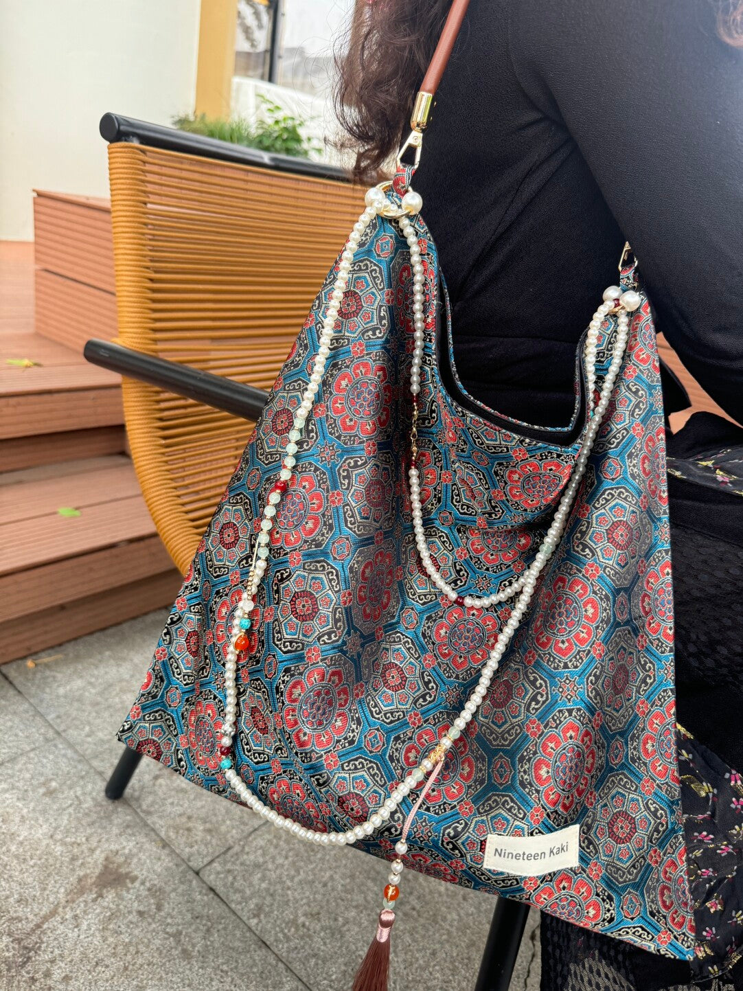 [Chinoiserie] Prosperity Pattern Beaded Tassel Silk Bag