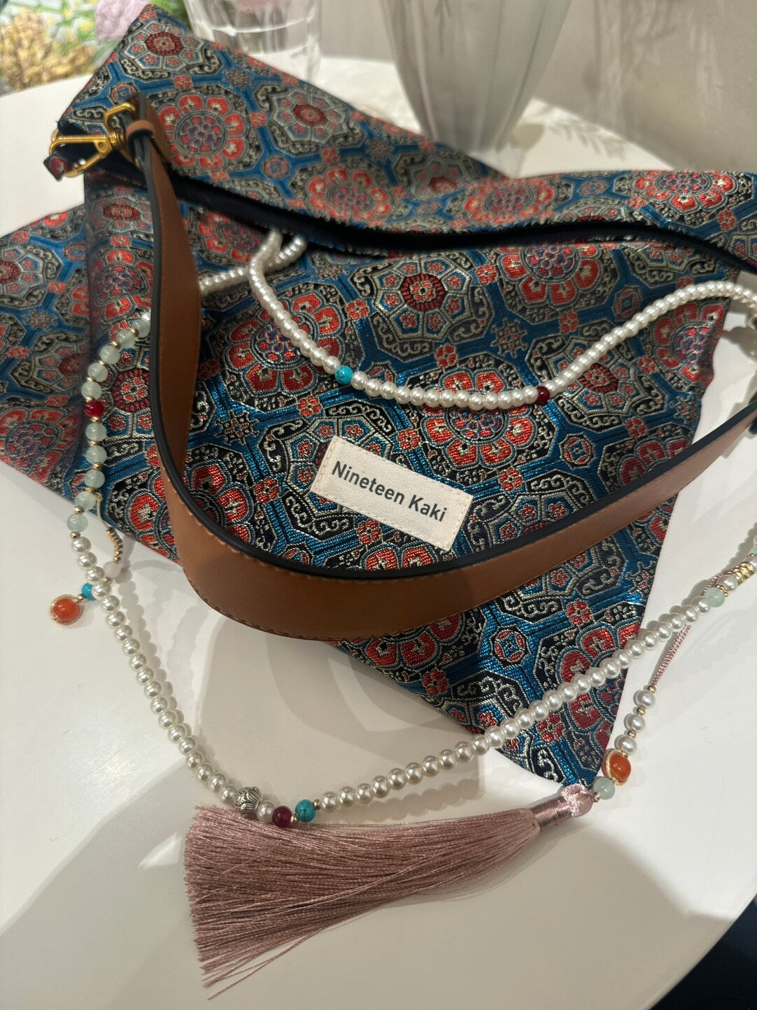 [Chinoiserie] Prosperity Pattern Beaded Tassel Silk Bag