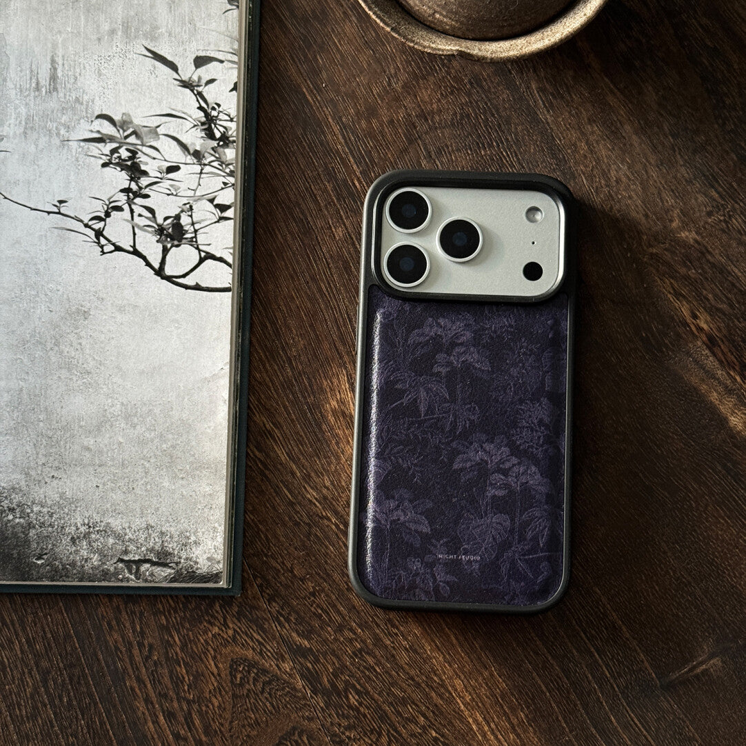 「Chinoiserie」Purple Begonia PU Phone Case