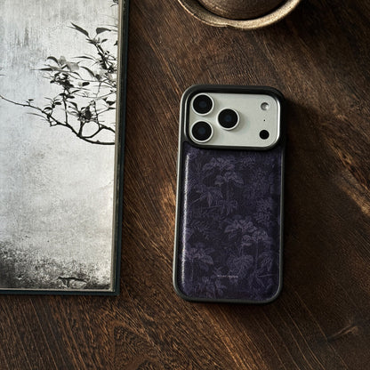 「Chinoiserie」Purple Begonia PU Phone Case