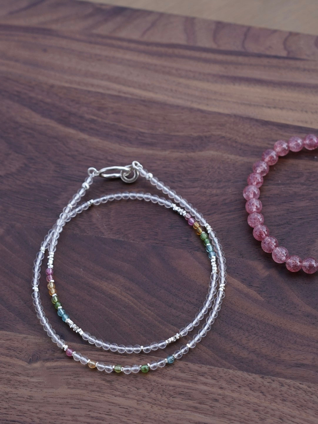 「Chinoiserie」Rainbow Tourmaline Crystal Beaded Necklace