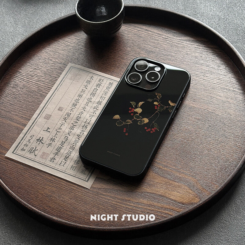 [Chinoiserie]Red Berries on Branch Printed Phone Case | Phone Case ...
