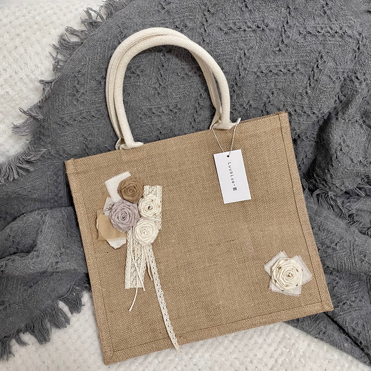 「Chinoiserie」Roses Patch Tote Bag