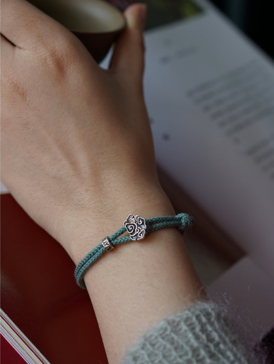 「Chinoiserie」Silver Auspicious Clouds Braided Bracelet