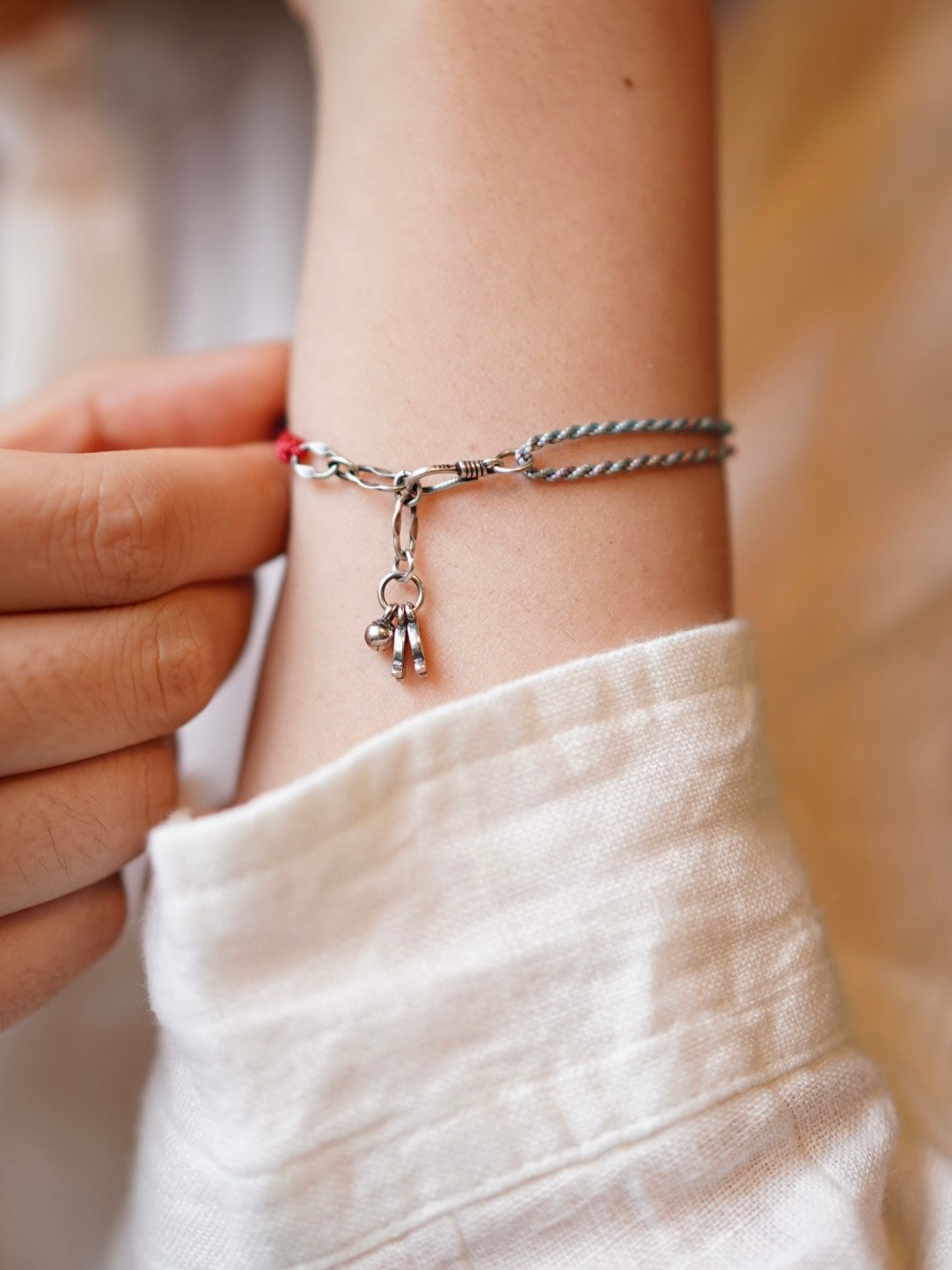 「Chinoiserie」Silver Little Fish Braided Bracelet