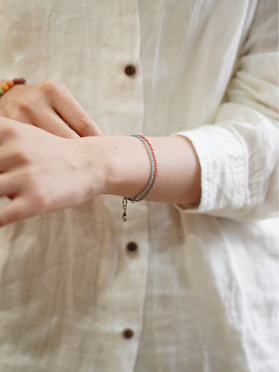 「Chinoiserie」Silver Little Fish Braided Bracelet