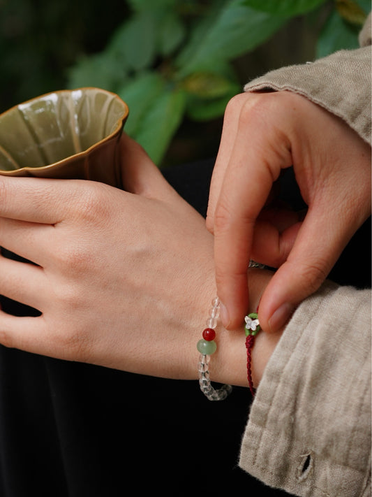 「Chinoiserie」Spring Silver Butterfly Braided Bracelet