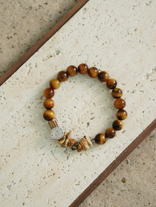 「Chinoiserie」Sunset Mountain Tiger's Eye Beaded Bracelet