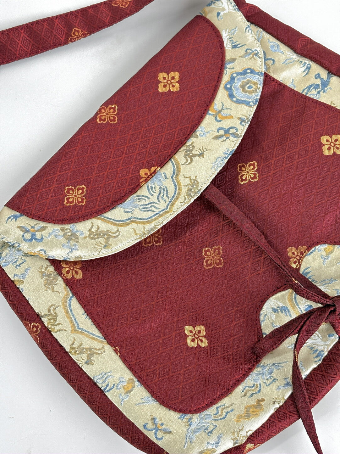 [Chinoiserie] Tang-Inspired Auspicious Patchwork Red Crossbody Bag