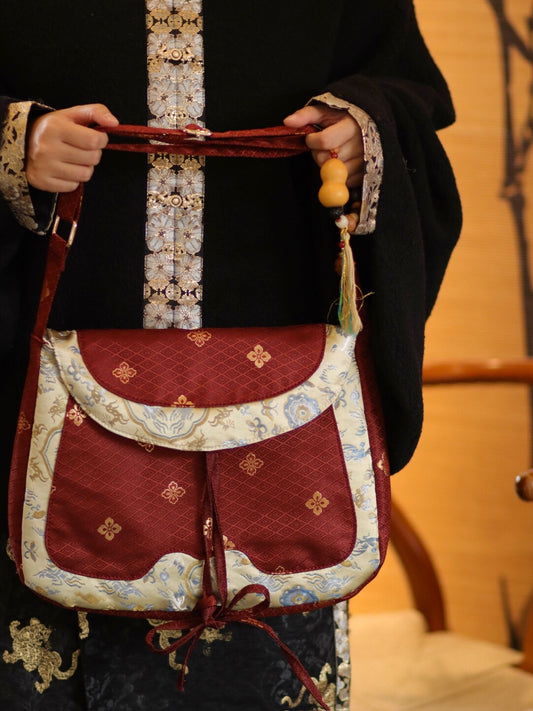 [Chinoiserie] Tang-Inspired Auspicious Patchwork Red Crossbody Bag
