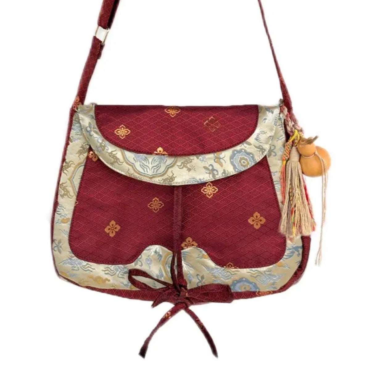 [Chinoiserie] Tang-Inspired Auspicious Patchwork Red Crossbody Bag