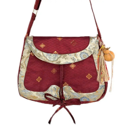 [Chinoiserie] Tang-Inspired Auspicious Patchwork Red Crossbody Bag