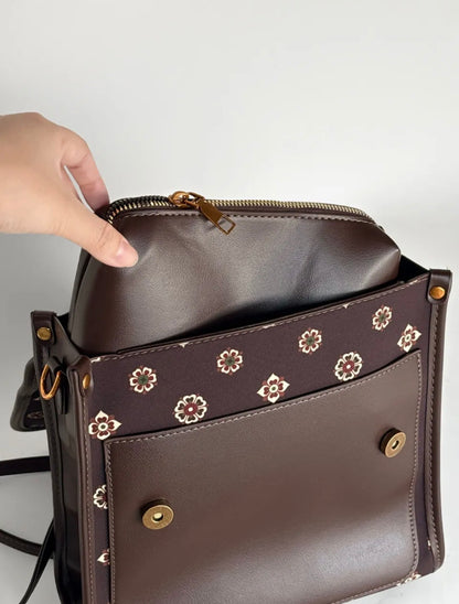 [Chinoiserie] Traditional Auspicious Pattern Brown Backpack