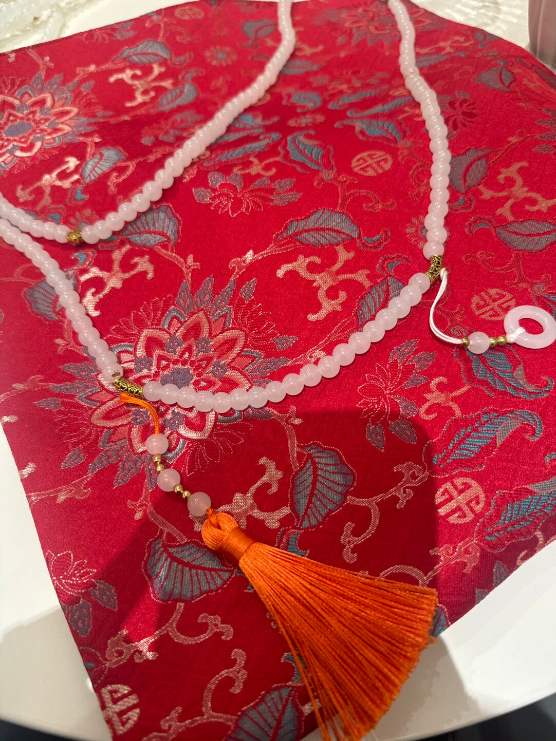 [Chinoiserie] Traditional Lucky Red Beaded Tassel Silk Bag