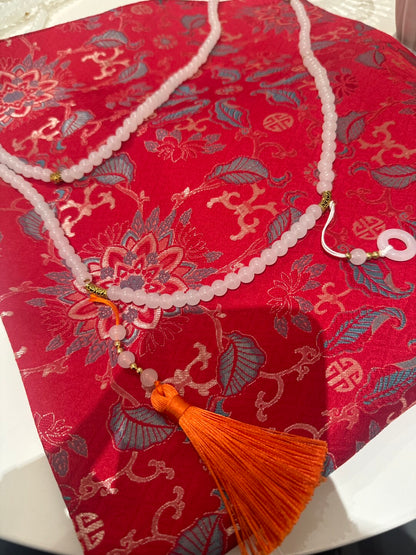 [Chinoiserie] Traditional Lucky Red Beaded Tassel Silk Bag