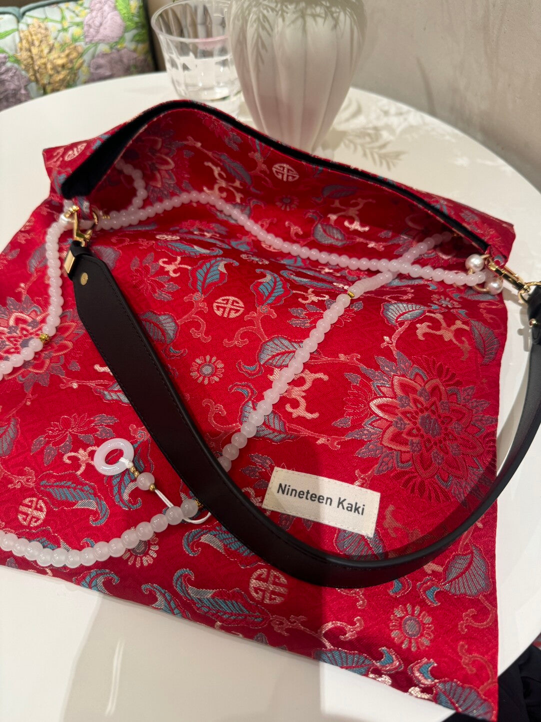 [Chinoiserie] Traditional Lucky Red Beaded Tassel Silk Bag