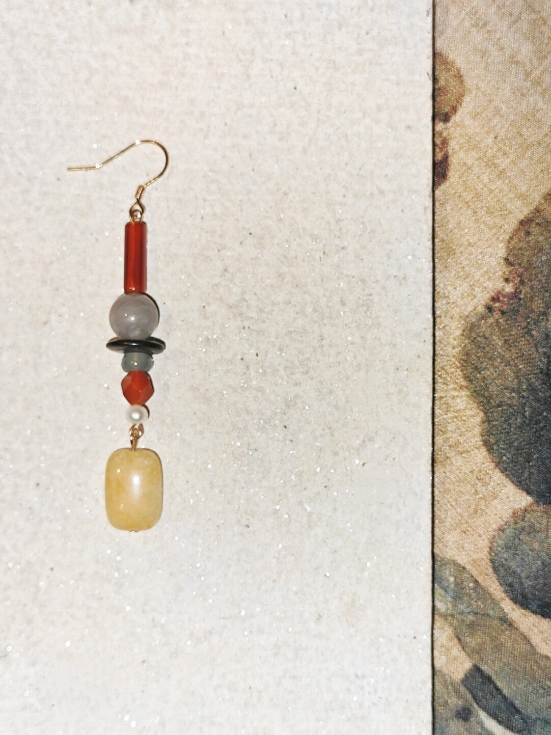 「Chinoiserie」 Yellow Sugar Natural Stones Beaded Drop Earrings