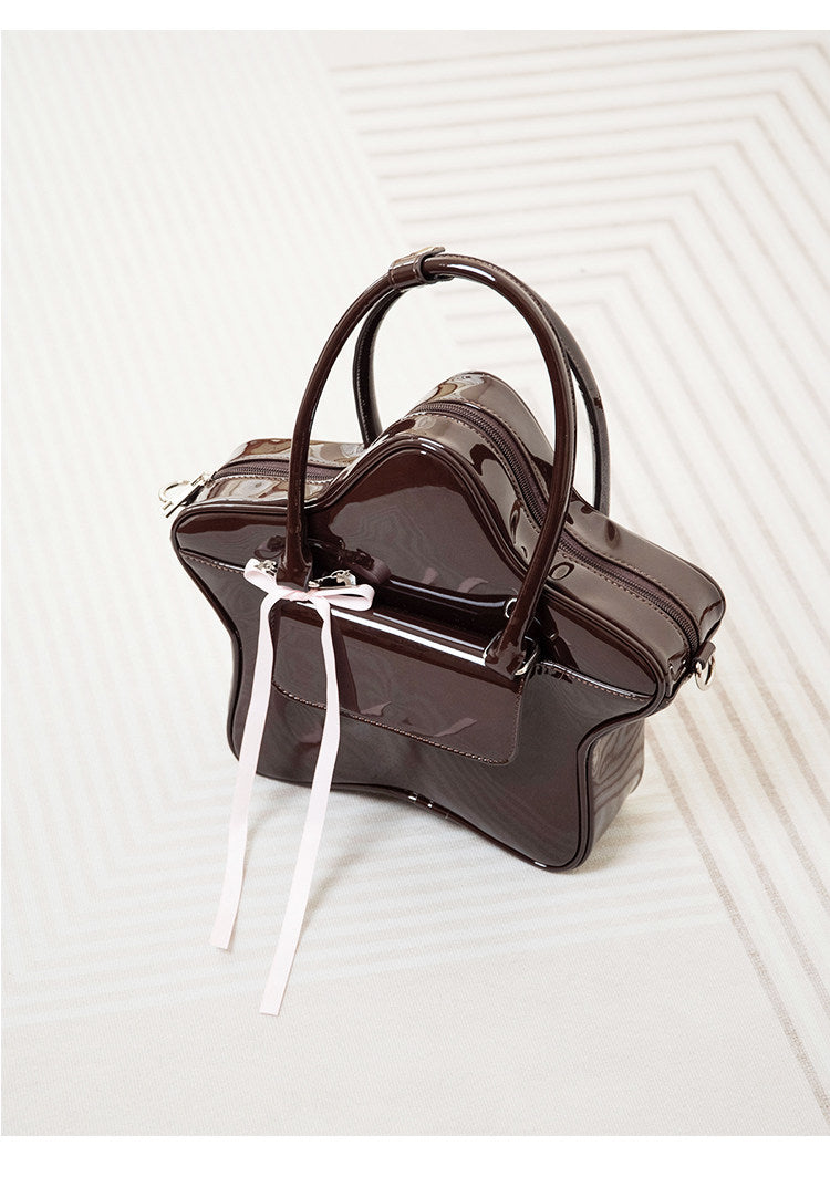 backpack faux leather bows Chocolate Star Bow Backpack | Bag