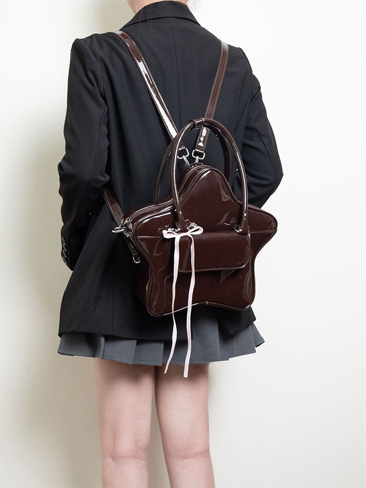 Chocolate Star Bow Backpack | Bag | Three Fleas