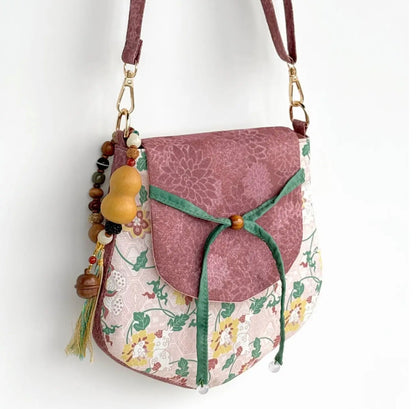 [Chinoiserie] Classic Pattern Pentagonal Flap Crossbody Bag