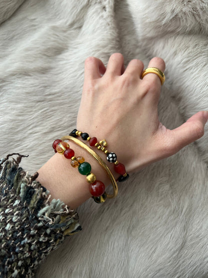 Classic Red Black Beaded Bracelet | Bracelet | Three Fleas