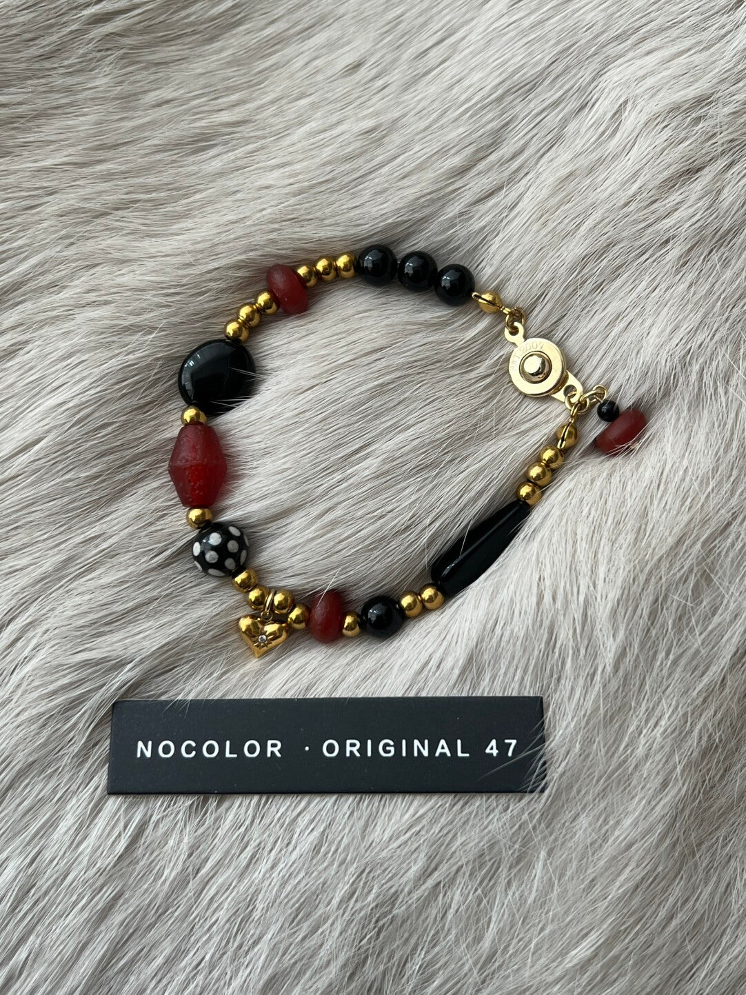 Classic Red Black Beaded Bracelet | Bracelet | Three Fleas