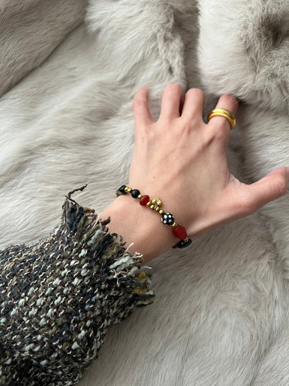 Classic Red Black Beaded Bracelet | Bracelet | Three Fleas