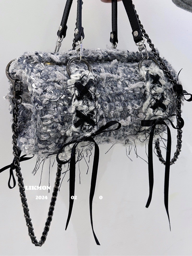 Cloudy Day Ballet Bow Crochet Crossbody Bag