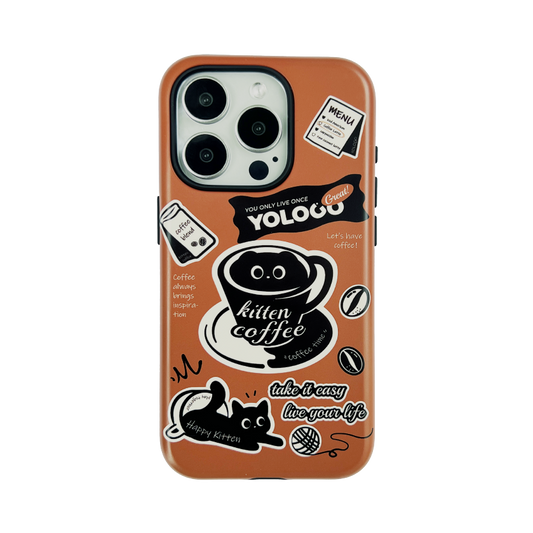 Coffee Kitten Printed Double Layer Phone Case