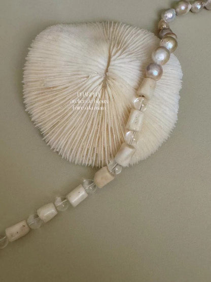 Colorful Gold Baroque Pearl Crystal Beaded Necklace