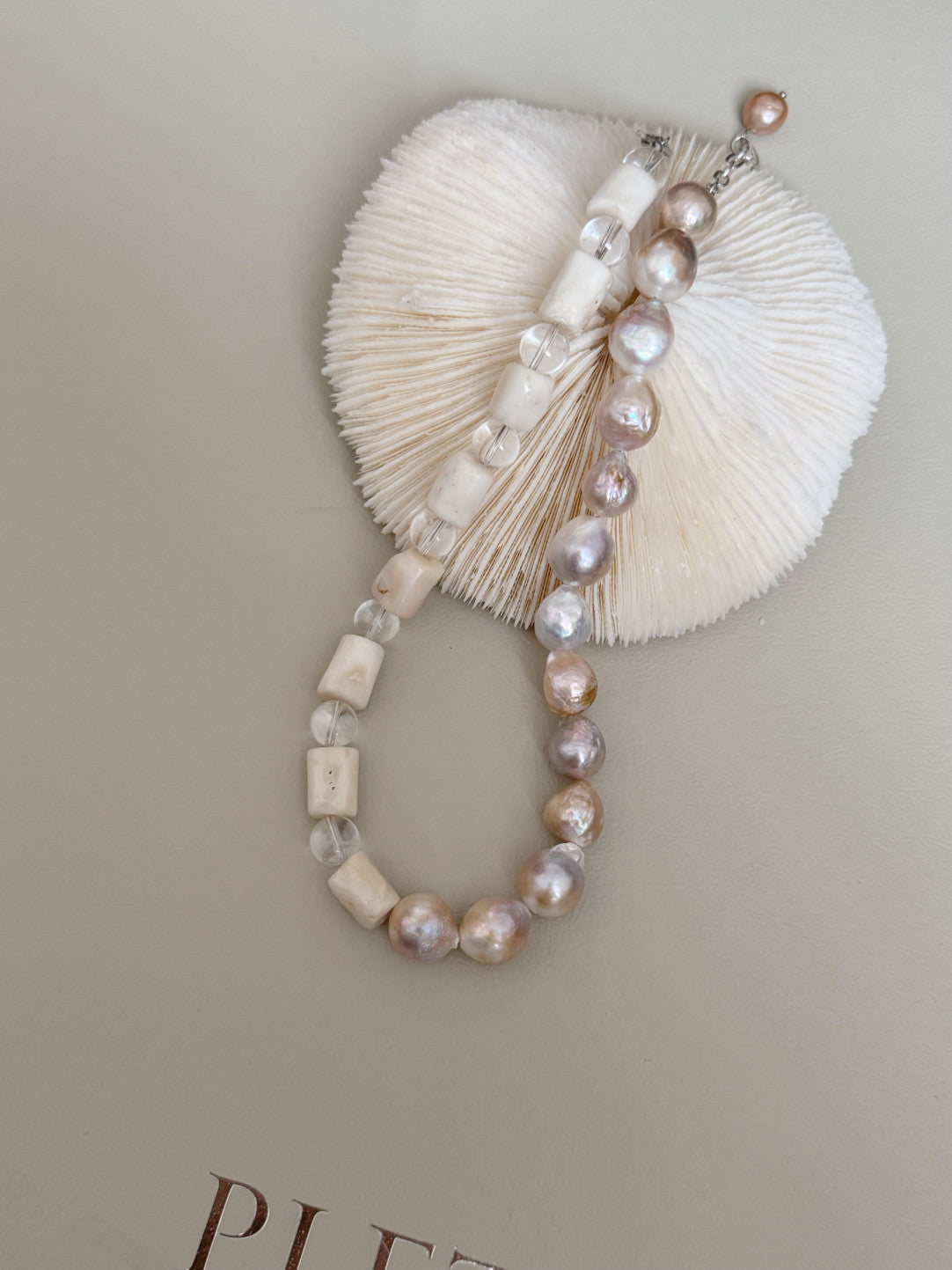 Colorful Gold Baroque Pearl Crystal Beaded Necklace