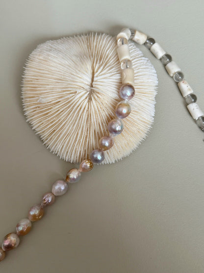 Colorful Gold Baroque Pearl Crystal Beaded Necklace