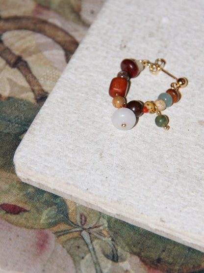 Chinoiserie Colorful Natural Sandalwood Earrings