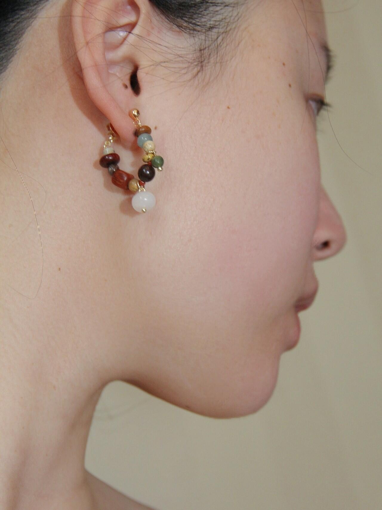 Chinoiserie Colorful Natural Sandalwood Earrings