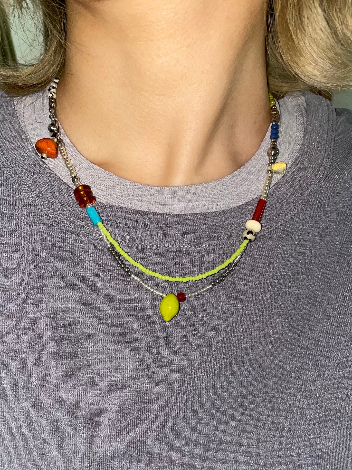 Colorful Snap Design Beaded Necklace