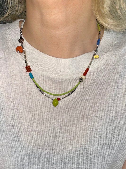 Colorful Snap Design Beaded Necklace