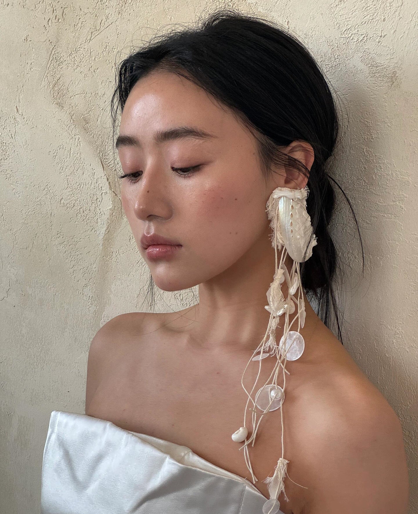 Conch Sound Shell Tassel Bridal Earrings
