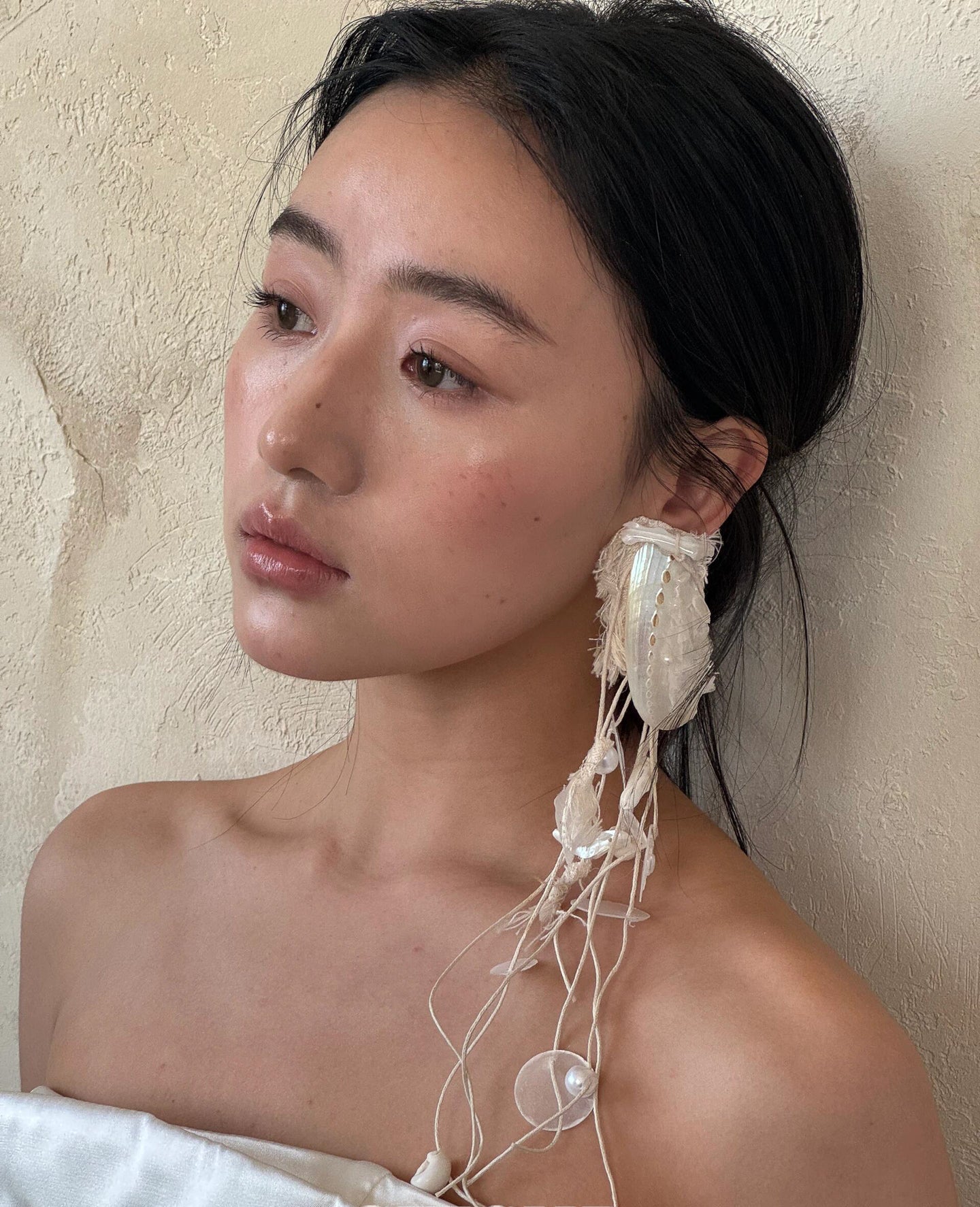 Conch Sound Shell Tassel Bridal Earrings