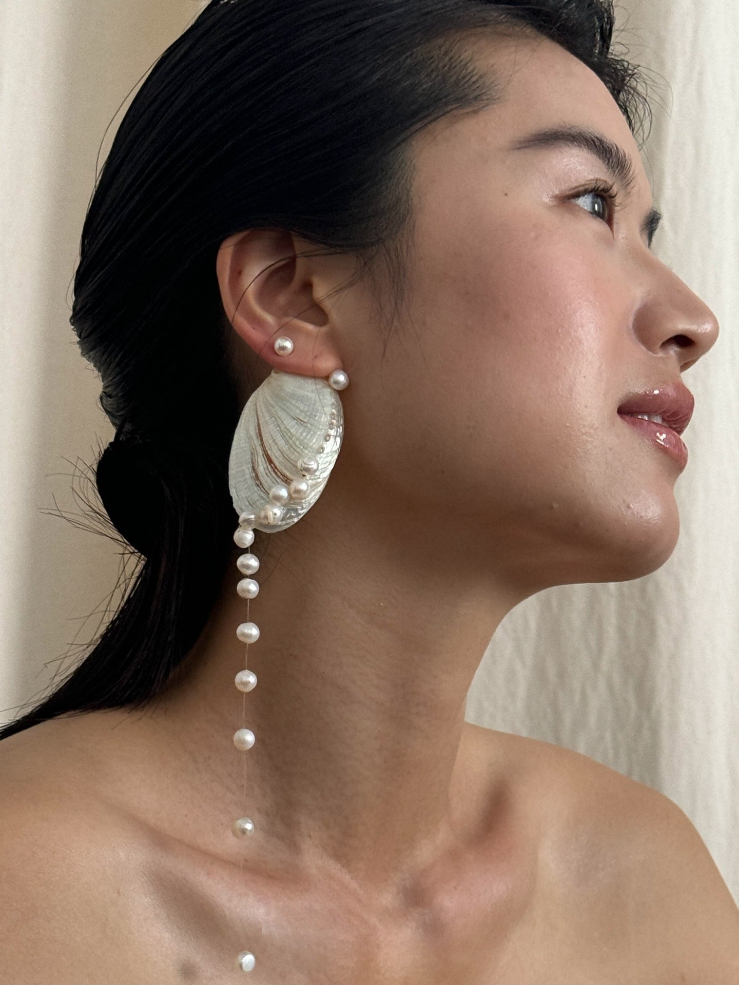 Conch Sound Shell Tassel Pearl Single Earring