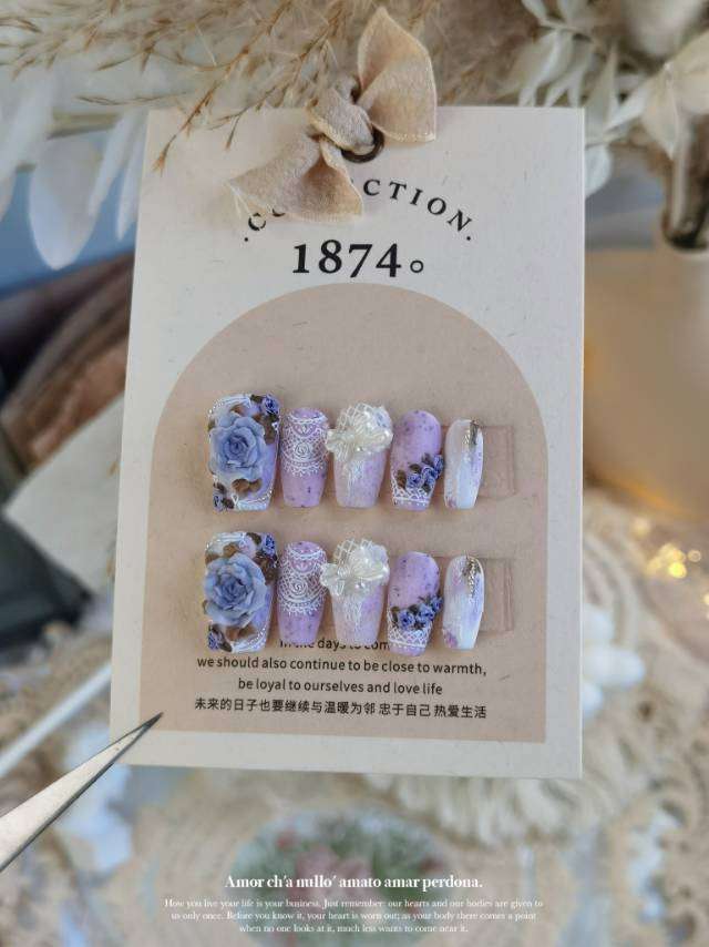 Coquette Lace 3D Flower Press On Nails Set