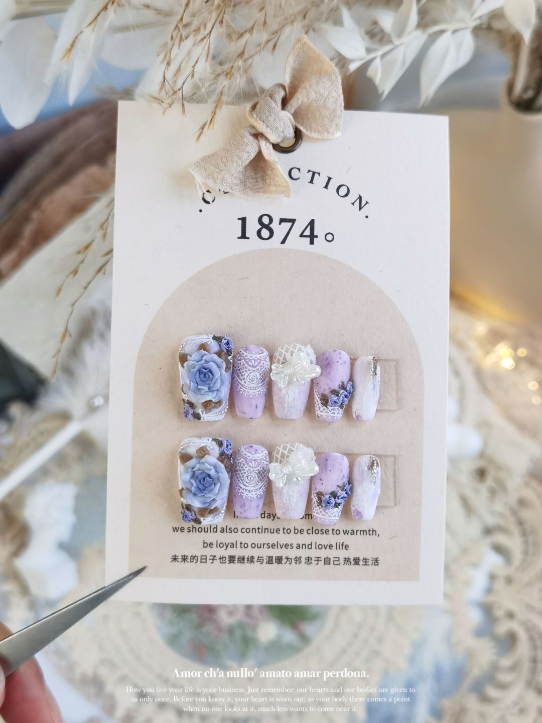 Coquette Lace 3D Flower Press On Nails Set