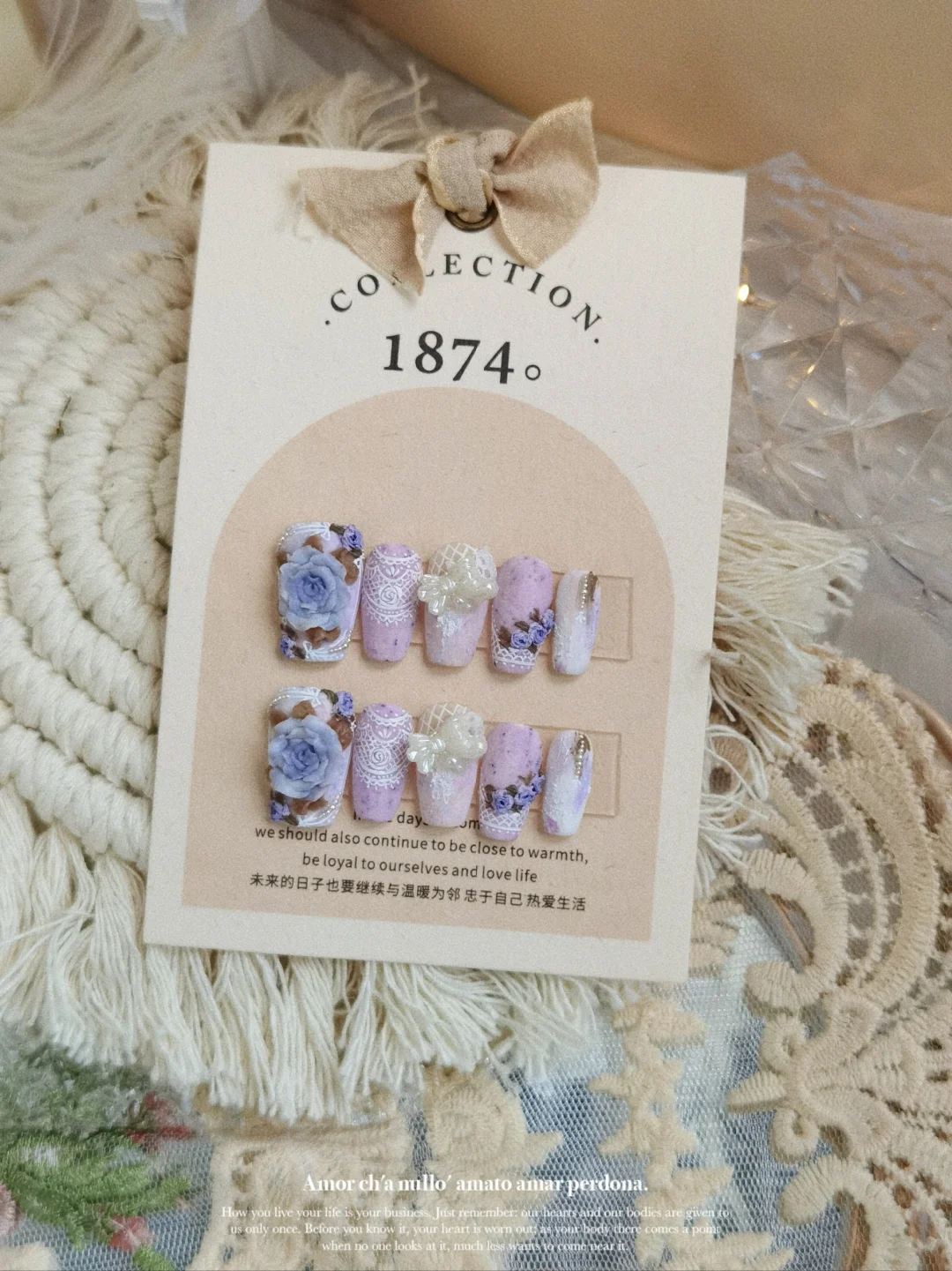 Coquette Lace 3D Flower Press On Nails Set