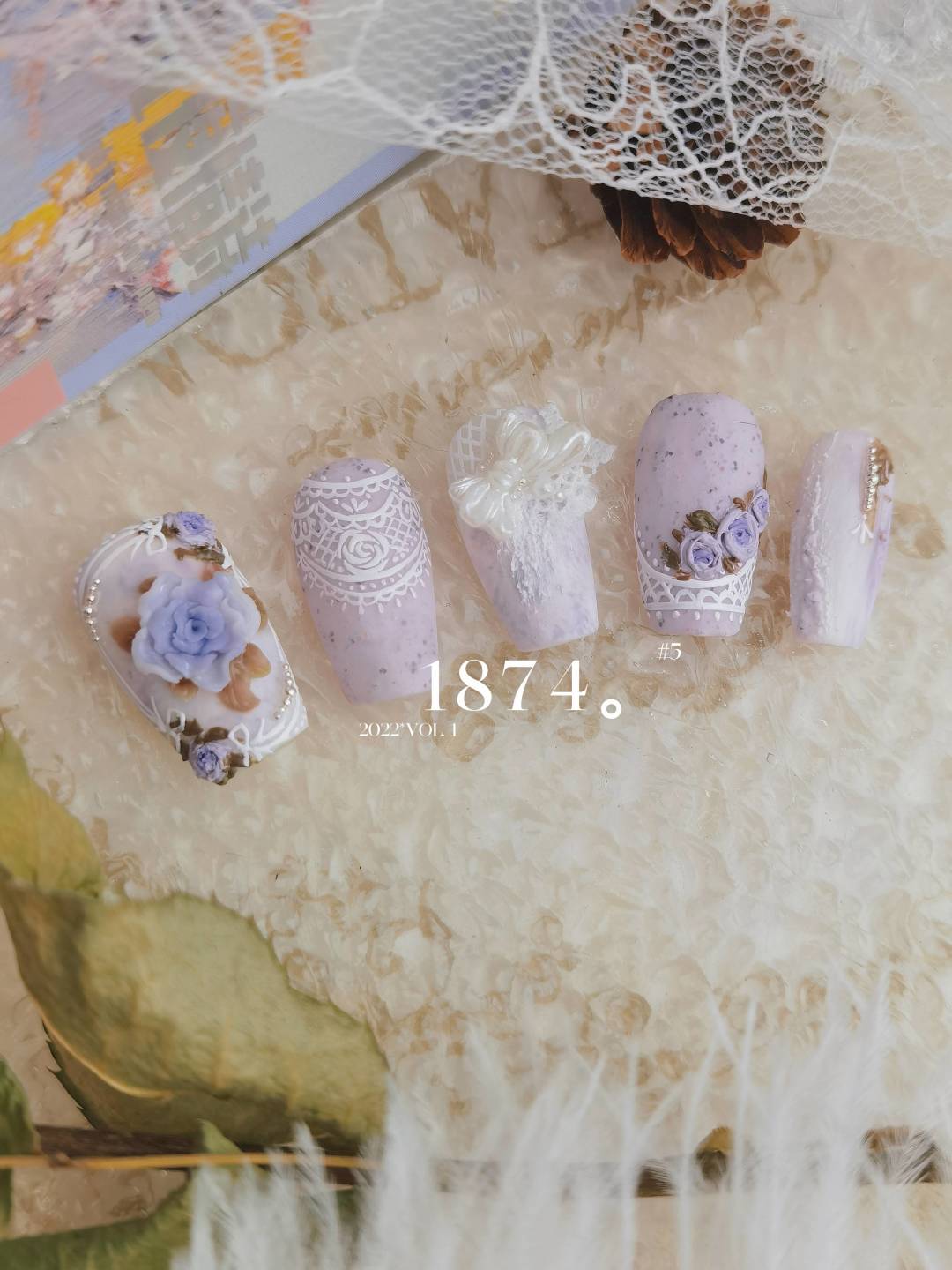 Coquette Lace 3D Flower Press On Nails Set