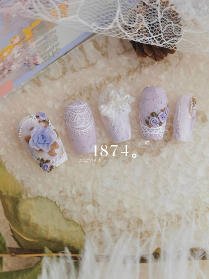 Coquette Lace 3D Flower Press On Nails Set