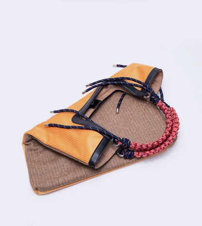 Corduroy Woven Rope Strap Tote Bag