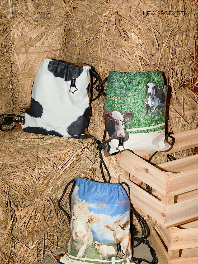 Cow Printed Drawstring Backpack