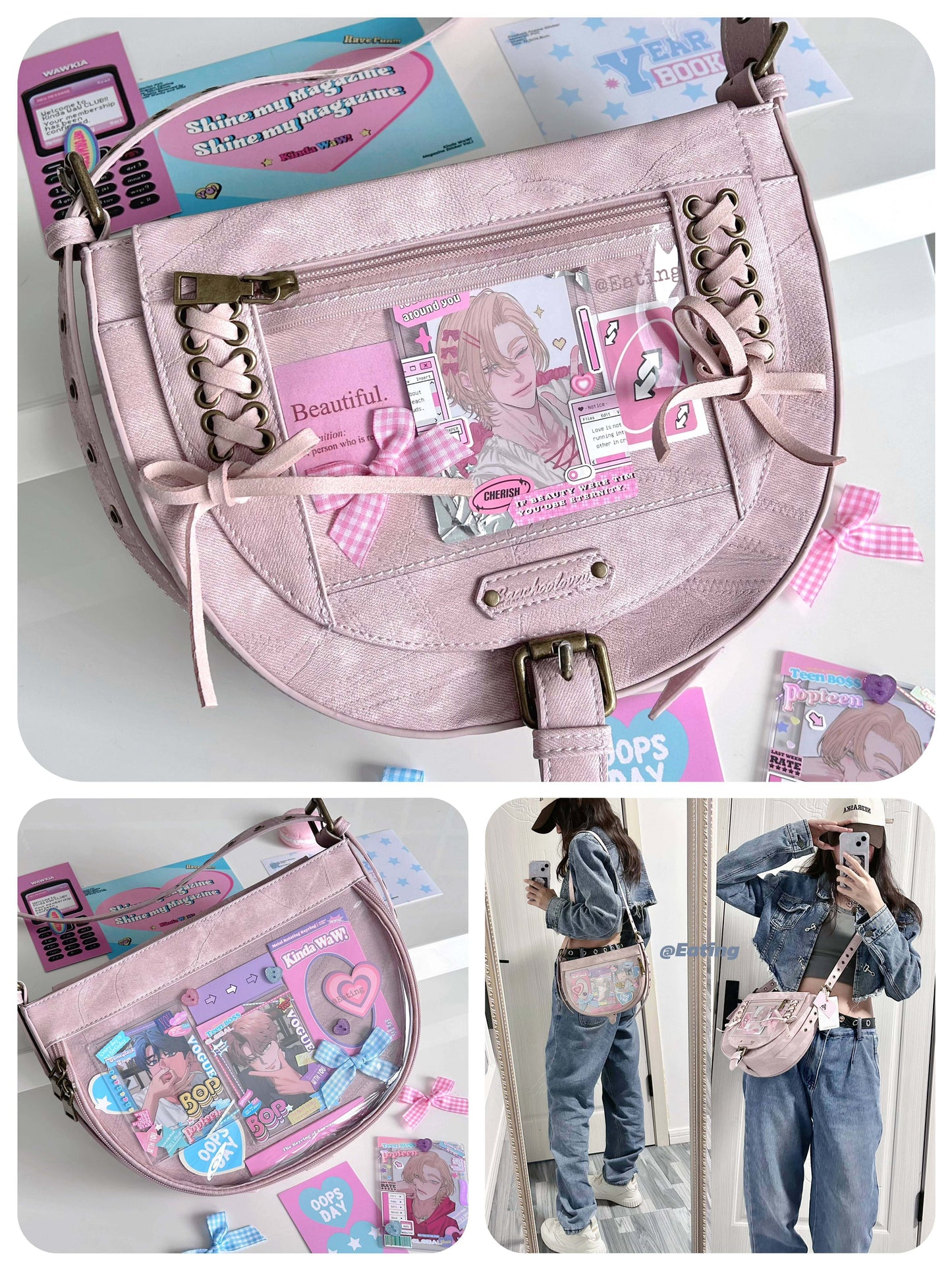Cowboy Style Denim Saddle Ita Bag | Bag | Three Fleas