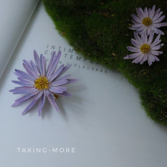 Cowhide Aster Flower Earrings