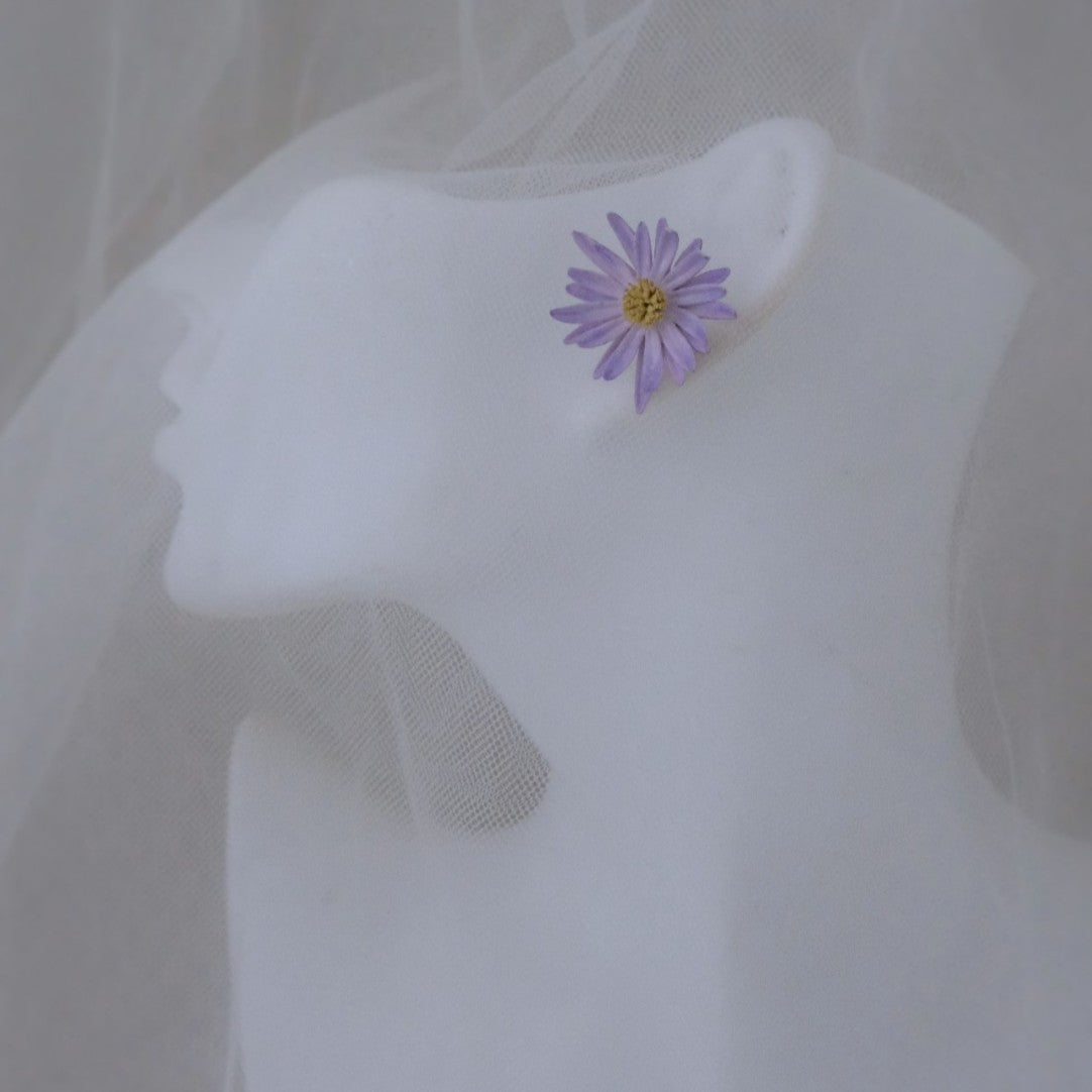 Cowhide Aster Flower Earrings